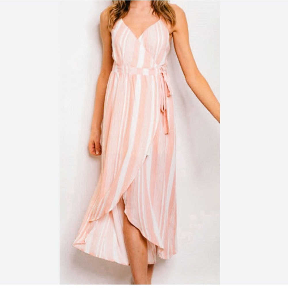 HARPER Women's Pink and White Striped Maxi Dress Size S - Picture 2 of 10